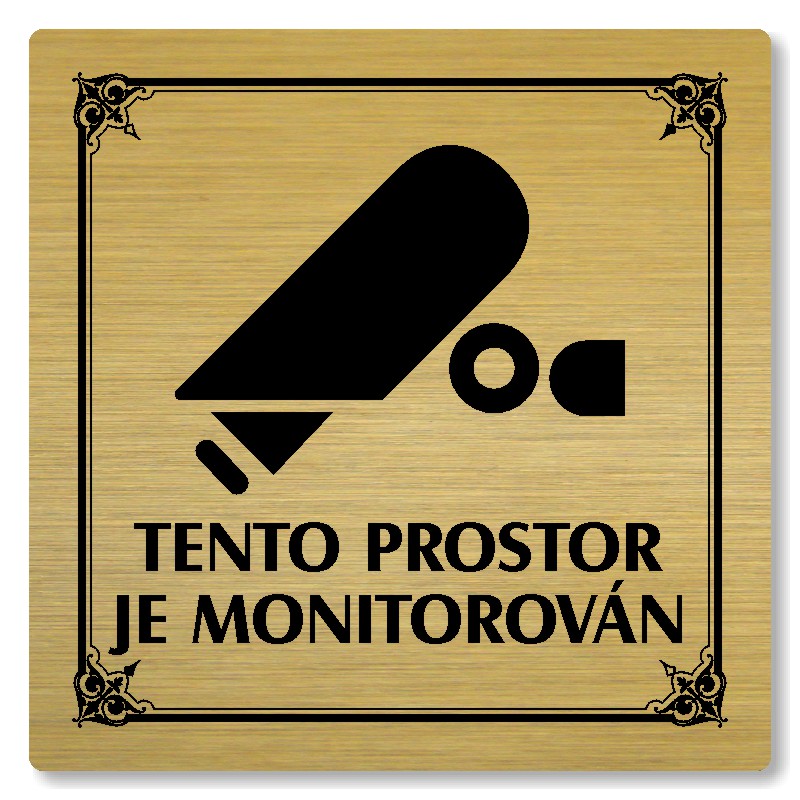 Tento prostor je monitorován, 118x118mm, zlatá, Nebraska